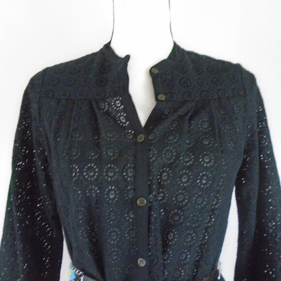 TWELFTH STREET by Cynthia Vincent black eyelet beach coverup dress XS/S - Picture 4 of 7